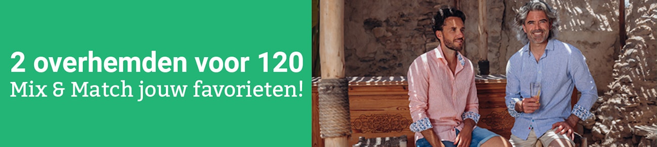 2 overhemden voor 120 actie